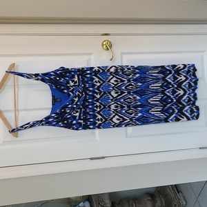NWT INC Summer Dress in Blue, Black and White with small embellishments